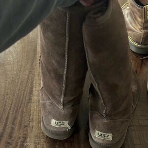 Women’s size 11 UGG Australian brown (tall) sheepskin boots with cleaner